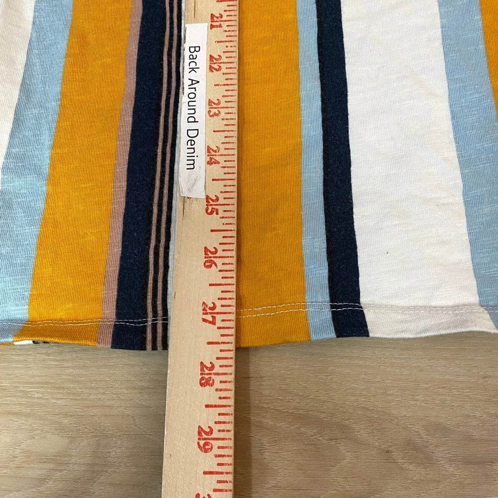 Guess Originals Los Angeles Striped T-Shirt Mens Medium Yellow Blue M91P98R5DD5 - Picture 5 of 9
